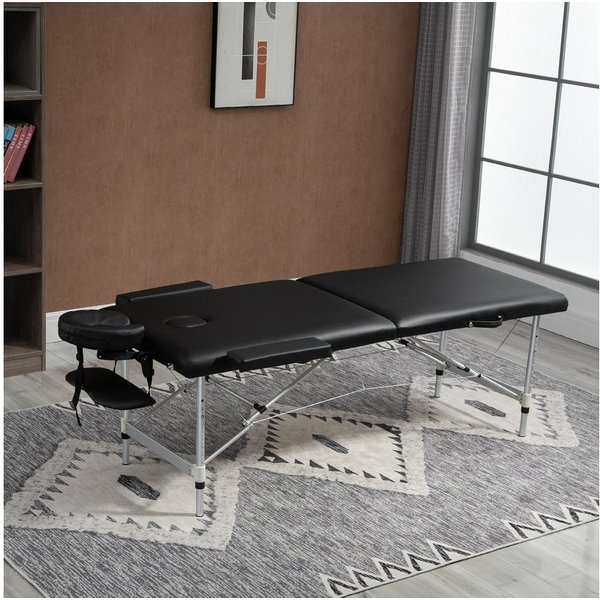 HOMCOM Massageliege Massagebett mit Kopfstütze, Armlehnen, 90cm Breit, bis 225kg belastbar (2 Zonen klappbarer Massagetisch, 1-St., höhenverstellbare Massageban