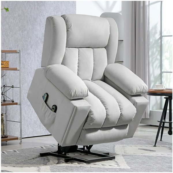 HOMCOM Massagesessel Elektrisch Relaxsessel mit Liege-, Wärme-, Massagefunktion (Fernsehsessel mit Aufstehhilfe, 1-St., TV-Sessel), mit Becherhalter, Stautraum,