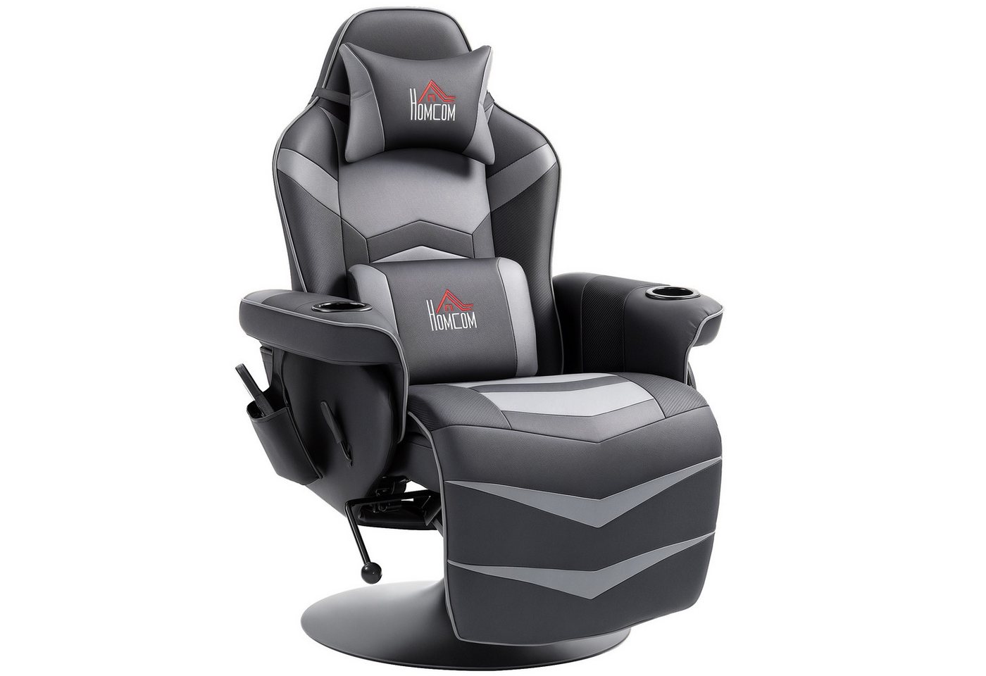 HOMCOM Massagesessel Elektrisch Sessel Kunstleder mit Liegefunktion Massage drehbar (Fernsehsessel, 1-St., Relaxsessel), für Wohnzimmer, Schwarz+Grau – Bild 2 von 5