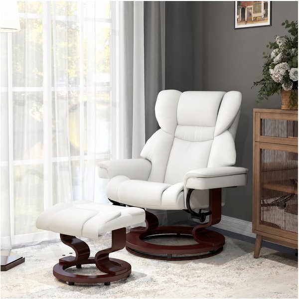 HOMCOM Massagesessel Fernsehsessel mit Hocker, 360°drehbarer, Massage, Kunstleder (Relaxsessel, 2-St., Fernsehsessel), mit Fernbedienung, Seitentasche, für Wohn