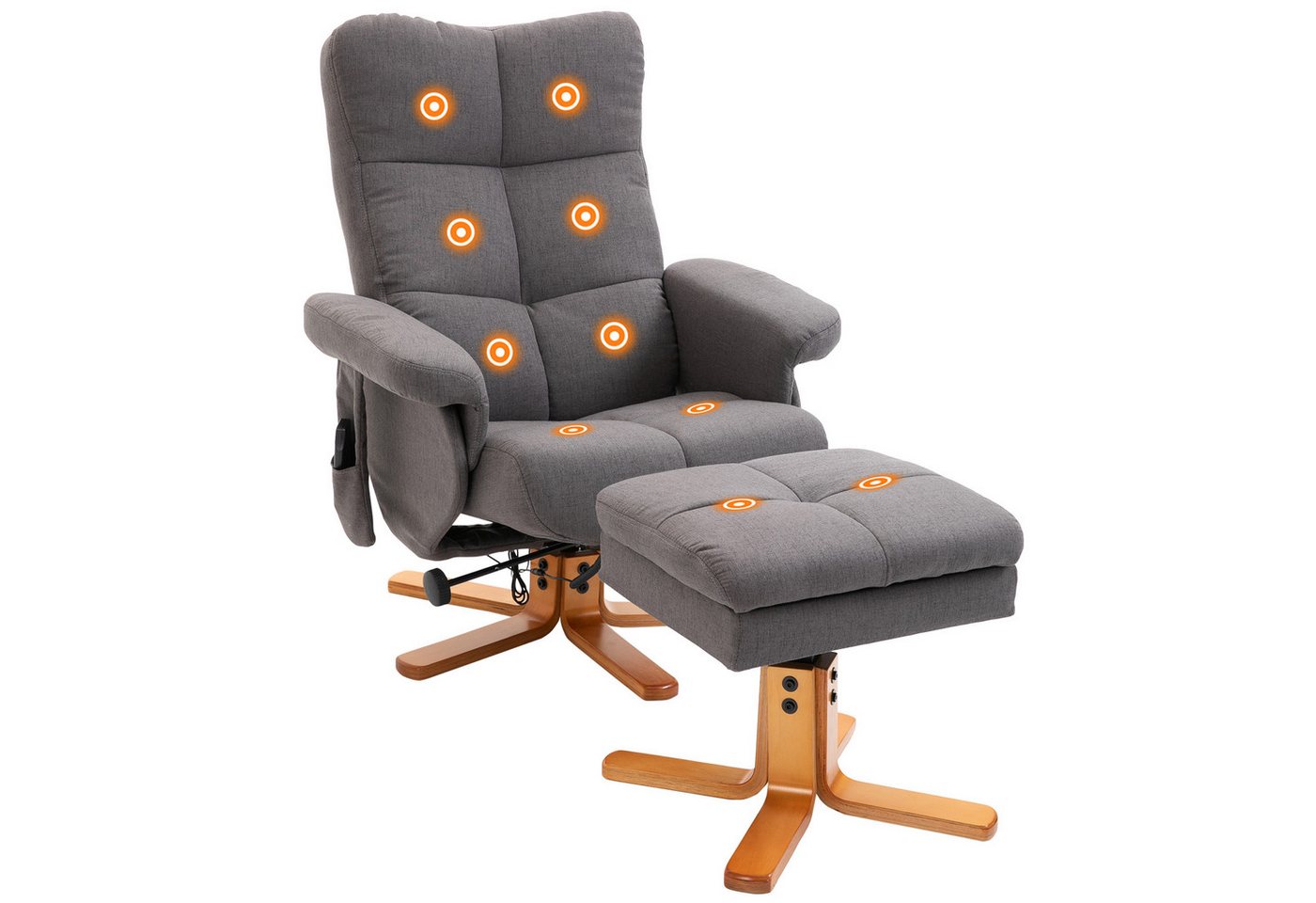 HOMCOM Massagesessel Hocker, 360°drehbarer mit Massage, TV-Sessel, Polyester (Massagesessel, 2-St., Relaxsessel), für Wohnbereich, Dunkelgrau – Bild 2 von 5