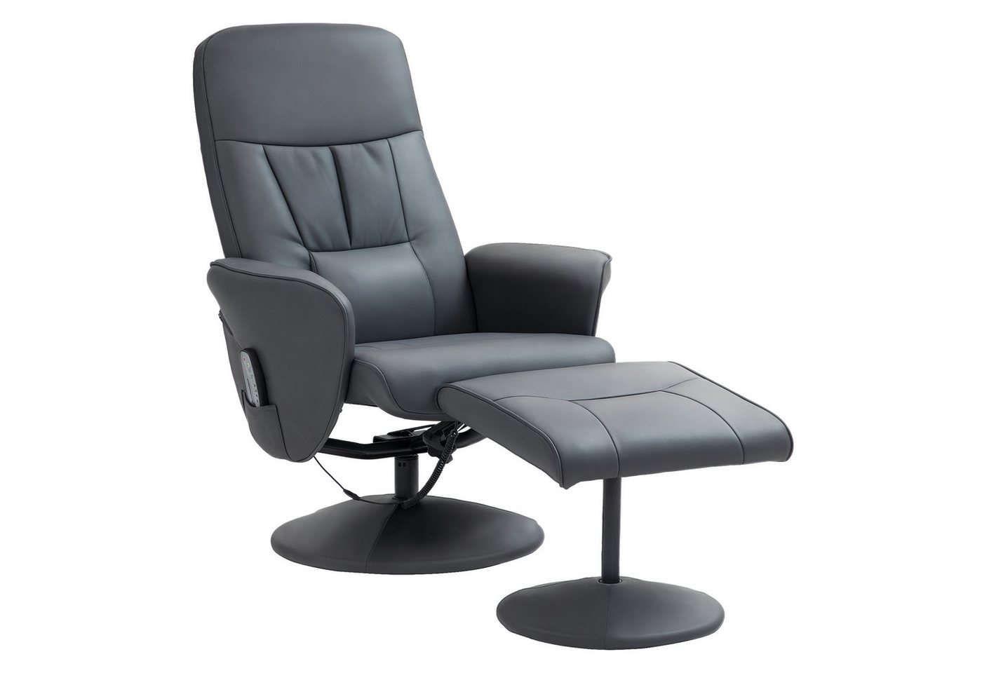 HOMCOM Massagesessel Hocker, drehbarer Fernsehsessel, Liegefunktion, Fernbedienung (Relaxsessel, 2-St., Fernsehsessel), mit Seitentasche, Fernbedienung, Kunstle – Bild 2 von 5