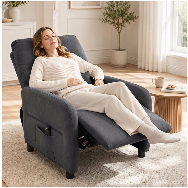 HOMCOM Massagesessel Relaxsessel Fernsehsessel mit Liegefunktion, 8-Punkt-Vibration (Set, 1-St., Relaxsessel), 8-Punkt-Massage, Lendenwärme, 135° Liege