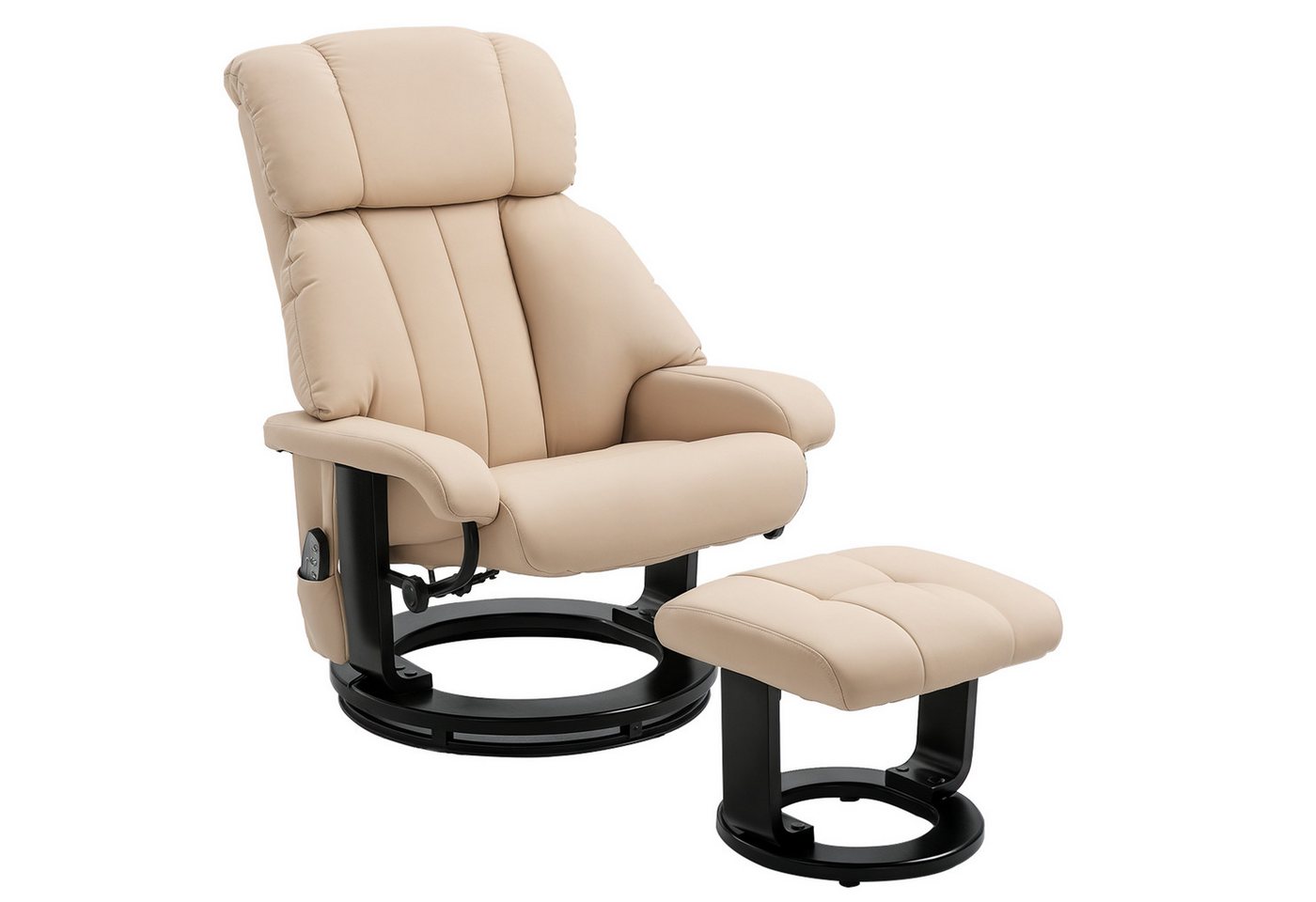 HOMCOM Massagesessel Relaxsessel mit Hocker, Liegefunktion, Ruhesessel für Wohnzimmer (Liegesessel, 2-St., Relaxliege), für Wohnbereich, Cremeweiß – Bild 2 von 5