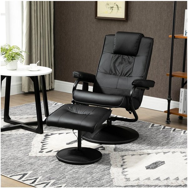 HOMCOM Massagesessel Relaxsessel mit Hocker, Liegefunktion, Ruhesessel für Wohnzimmer (Set, 2-St., Relaxliege), Kann sitzen, liegen und um 360° drehen