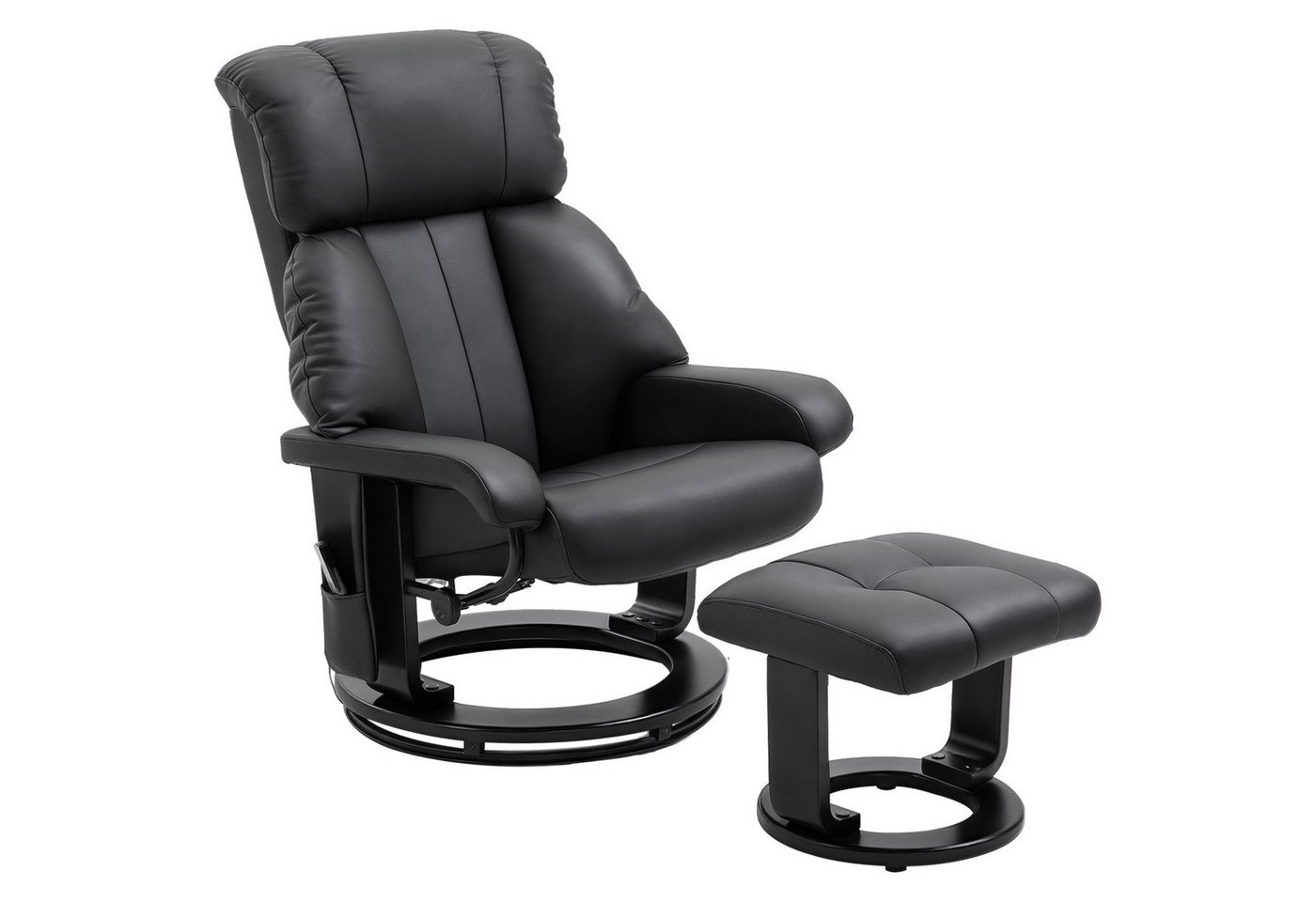 HOMCOM Massagesessel Relaxsessel mit Hocker, Liegefunktion, Ruhesessel für Wohnzimmer (Relaxliege, 2-St., Relaxsessel), für Wohnbereich, Schwarz – Bild 2 von 5