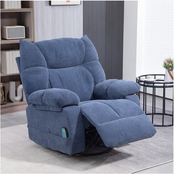 HOMCOM Massagesessel Relaxsessel mit Vibration, Heizung, Fußteil, Liegesessel (Fernsehsessel mit Wärmefunktion, Liegefunktion, 1-St., TV Sessel mit Seitentasche