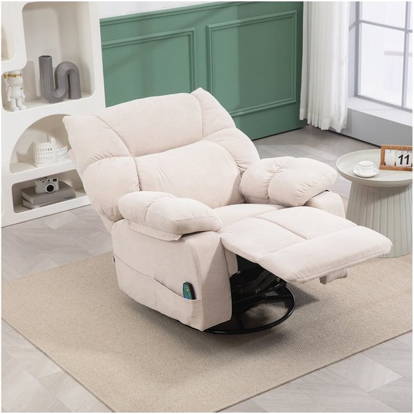 HOMCOM Massagesessel Relaxsessel mit Vibration, Heizung, Fußteil, Liegesessel (Fernsehsessel mit Wärmefunktion, Liegefunktion, 1-St., TV Sessel mit Seitentasche