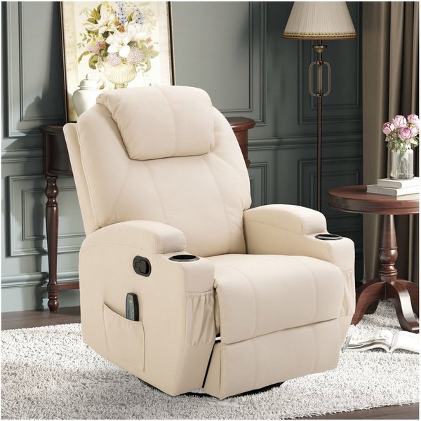 HOMCOM Massagesessel (Set, 1-St., Massagesessel), für Wohnzimmer, Cremeweiß