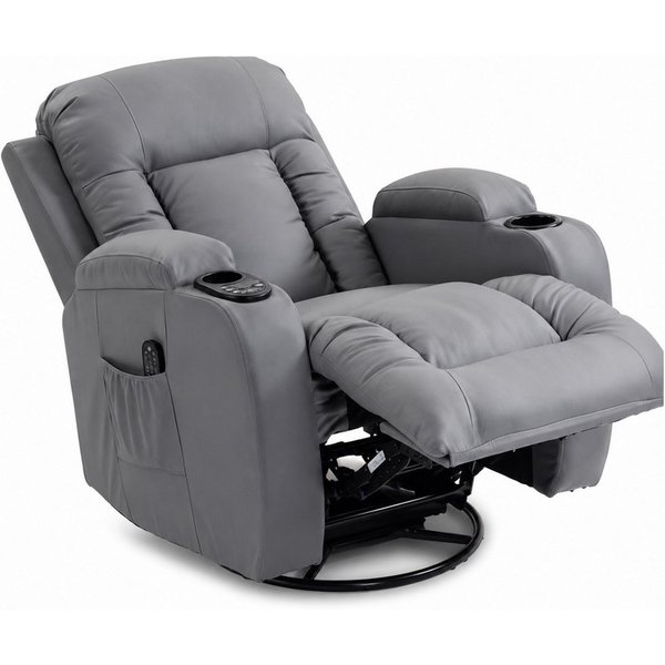 HOMCOM Massagesessel TV Sessel mit Liegefunktion, Massagestuhl mit Wärmefunktion (Relaxsessel, 1-St., Fernsehsessel), Massage- und Wärmefunktion, Hellgrau