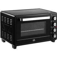 HOMCOM Mini Backofen 32L mit 3 Kochmodi 100°C-230°C, Edelstahl Schwarz, inkl. Grillrost & Backblech, ideal als Pizzaofen mit Timer Aosom.de