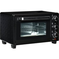 HOMCOM Minibackofen 21L, 3 Kochmodi, 100°C-230°C, 1400W, Edelstahl & Glas, Schwarz+Silber, 46,4x38x28,5cm Aosom