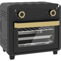 HOMCOM Minibackofen mit Umluft, 10L Heißluftfritteuse, Backofen Klein mit 60-Min-Timer und Innenbeleuchtung, 80-230℃, 3 Einschubebenen, Zubehör Spülmaschinenfes