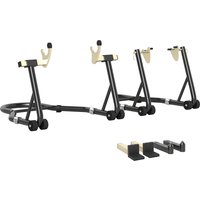 HOMCOM Motorrad-Werkstattständer Vorder- und Hinterheber 390 kg, verstellbarer Stahlarm, Motorradheber mit U- + L-Gabel, für Reparatur, Wartung und Lagerung zu 
