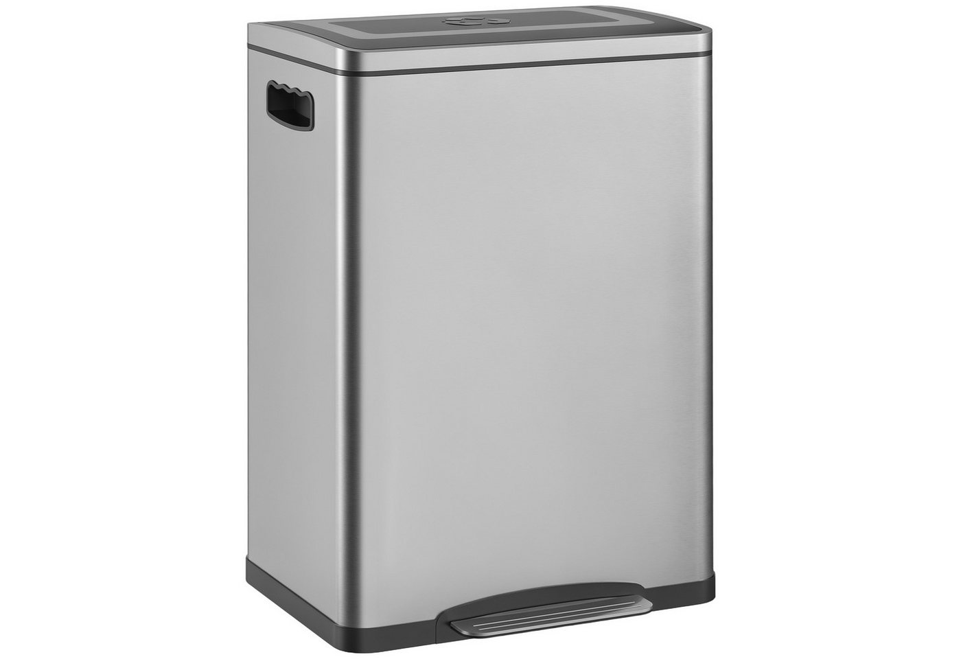 HOMCOM Mülleimer 40L Treteimer Abfalleimer mit 2 Inneneimern, Soft-Close, für Wohnzimmer, Büro, Edelstahl, Silber, 40 x 34,8 x 59 cm – Bild 2 von 5