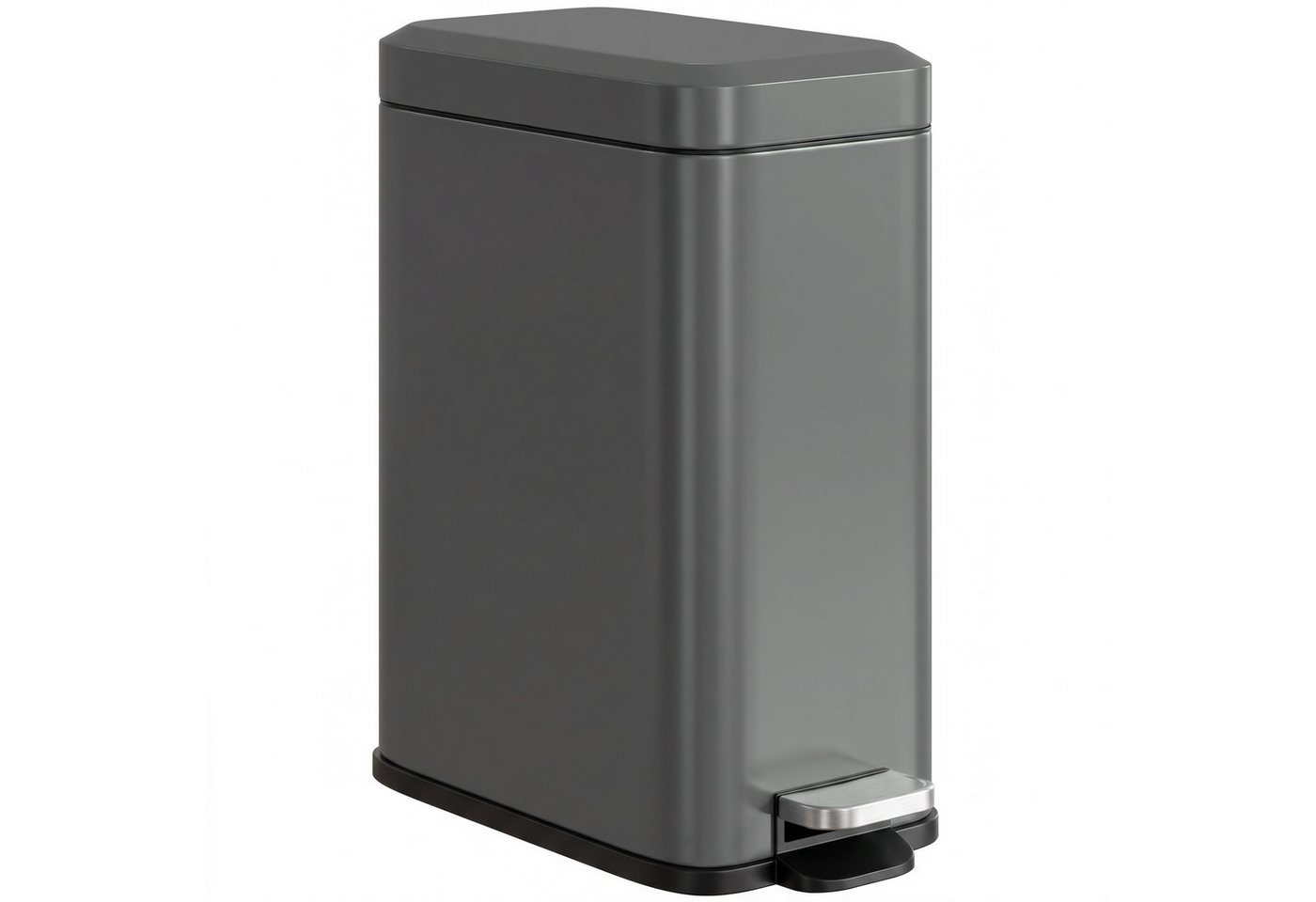 HOMCOM Mülleimer 5L Treteimer mit Softclose-Deckel, Abfalleimer inkl. Inneneimer, Grau 29,2 x 14 x 32 cm – Bild 2 von 5