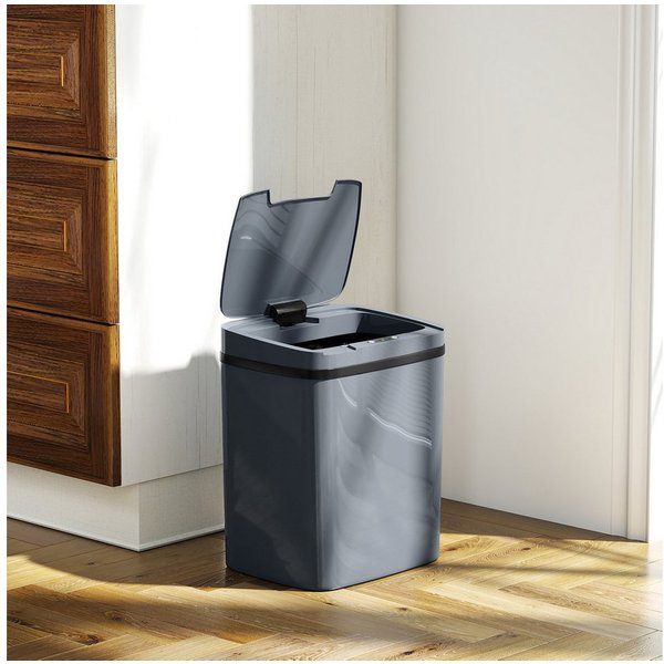 HOMCOM Mülleimer Sensor 15L mit zwei Öffnungsmodi Abfalleimer Kunststoff, für Küche, Büro, Grau