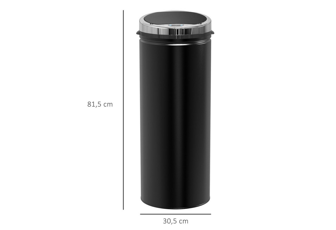 HOMCOM Mülleimer Sensor 50L mit Bewegungssensor Abfalleimer Schlafzimmer, für Bad, Büro, Küche, Esszimmer, Stahl, Schwarz – Bild 3 von 5