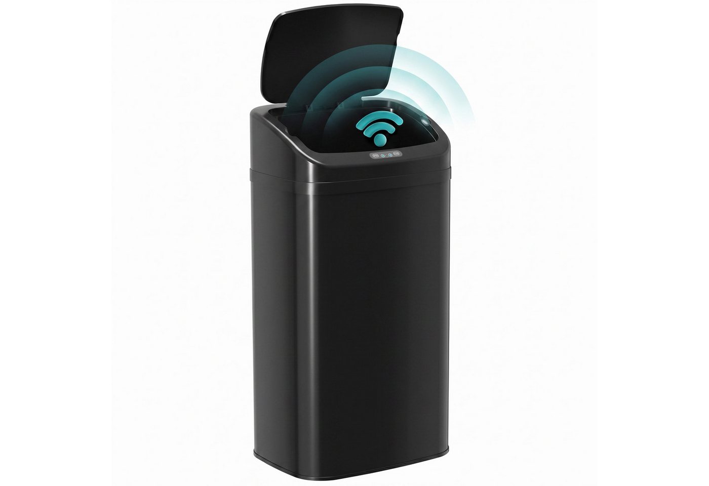 HOMCOM Mülleimer Sensor Edelstahl Fingerabdruckresistente für Büro, Automatische Schließ-Funktion, Schwarz – Bild 2 von 5