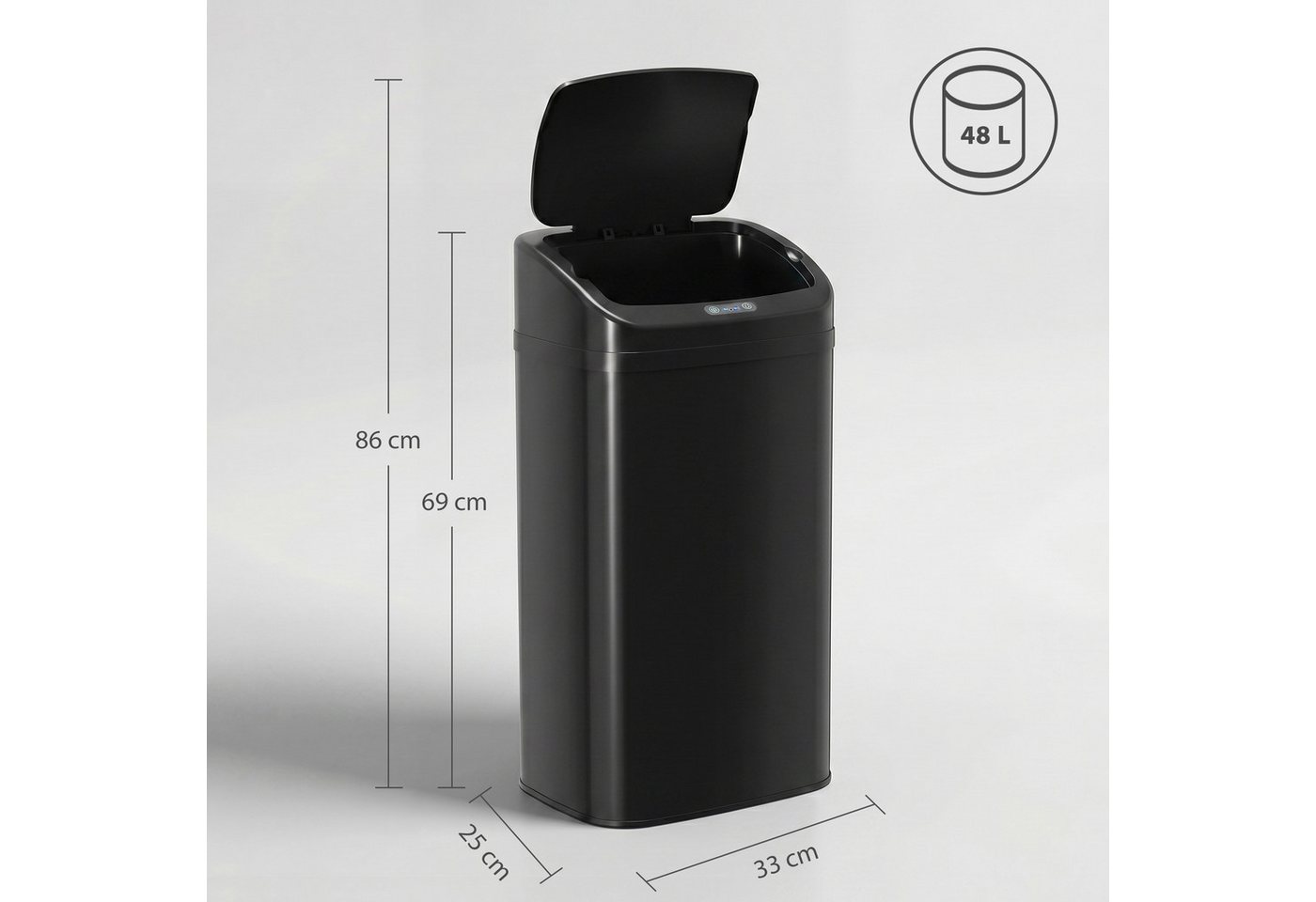 HOMCOM Mülleimer Sensor Edelstahl Fingerabdruckresistente für Büro, Automatische Schließ-Funktion, Schwarz – Bild 3 von 5