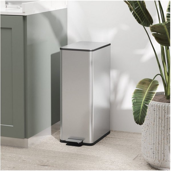 HOMCOM Mülleimer Treteimer 20L, Abfallsammler, Edelstahl, silber, 21,5x37,2x57cm, Soft-Close, fingerabdrucksicher, herausnehmbarer Inneneimer