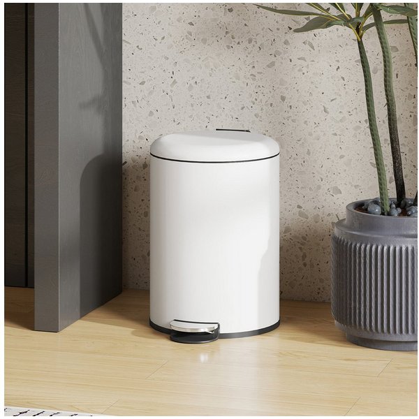 HOMCOM Mülleimer Treteimer Abfalleimer mit Inneneimer und Soft-Close-Funktion, für Wohnzimmer, Büro, Cremeweiß, 36 x 30 x 44,5 cm