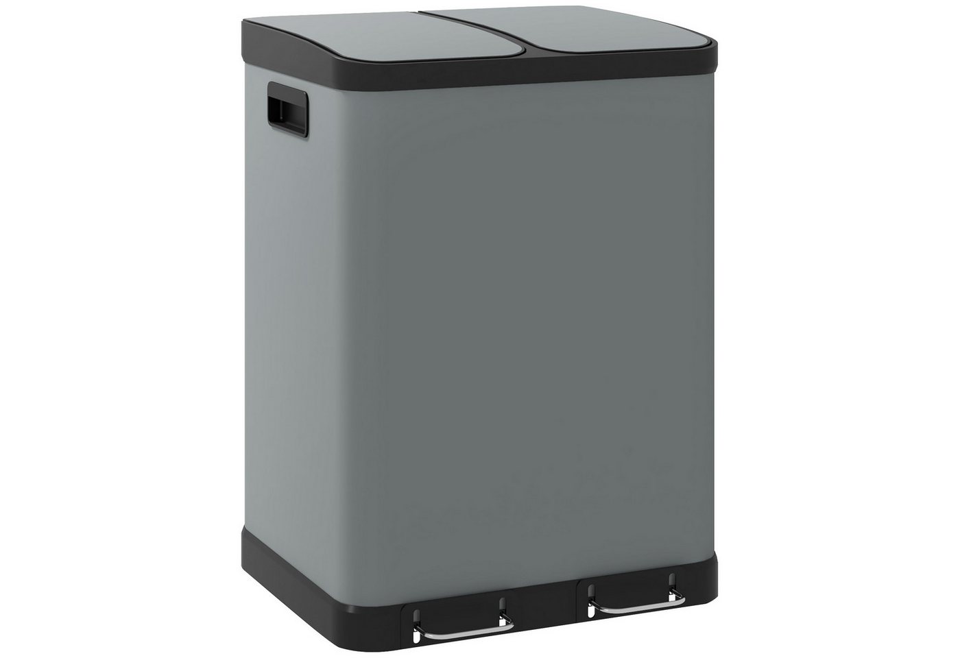 HOMCOM Mülltrennsystem Mülltrennsystem 2 x 30L, Treteimer mit Softclose-Deckel, 2x30L, Softclose-Deckel, herausnehmbar, fingerabdruckresistent – Bild 2 von 5