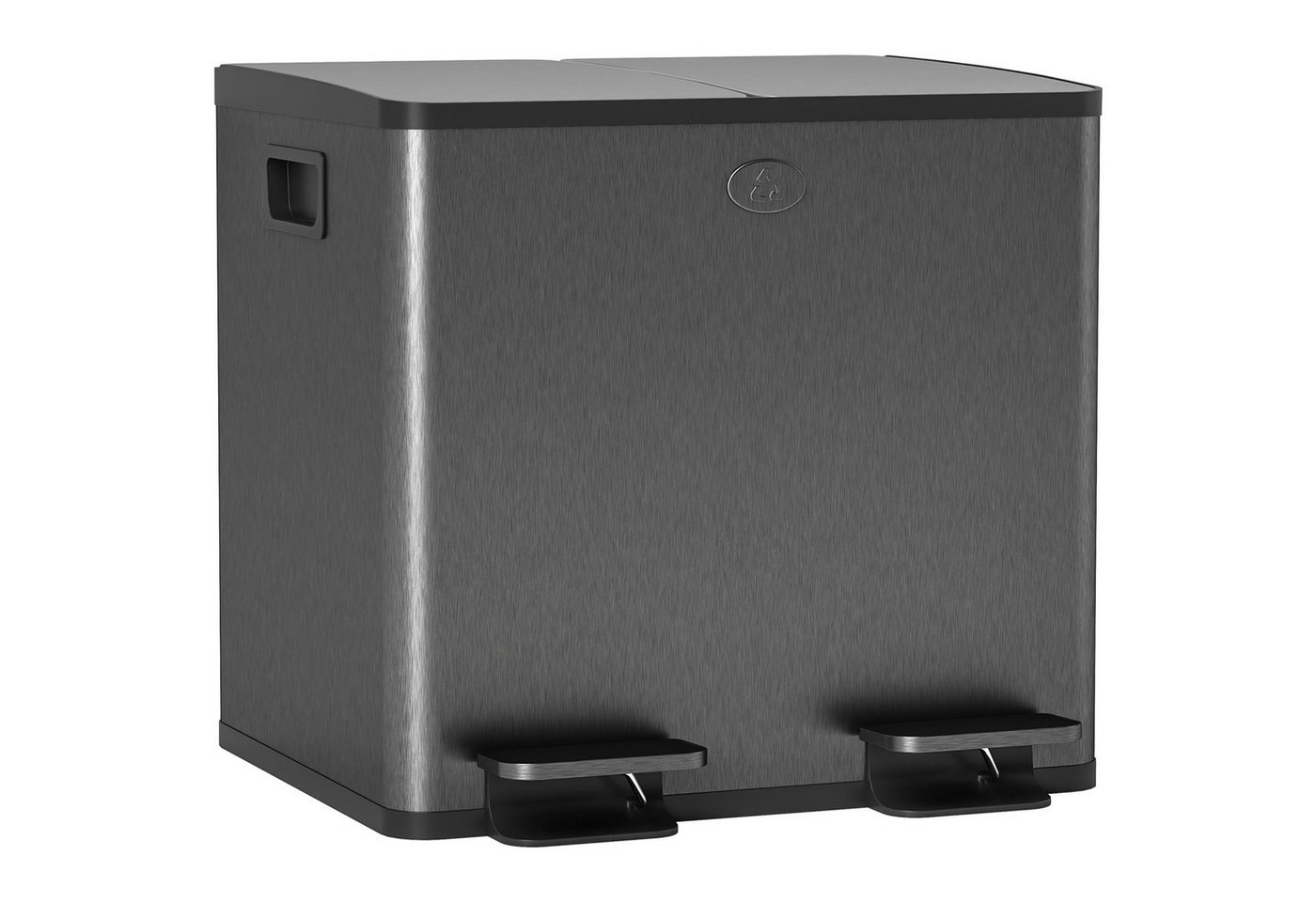 HOMCOM Mülltrennsystem Mülleimer 15L Abfalleimer aus Edelstahl mit Softclose Deckel, Deodorant-Deckel, Edelstahl, Schwarz – Bild 2 von 5