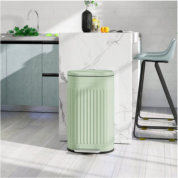 HOMCOM Mülltrennsystem Mülleimer 30L Treteimer mit Deckel und Fußpedal, für Wohnzimmer, Büro, Grün, 36,5 x 31,2 x 60,8 cm
