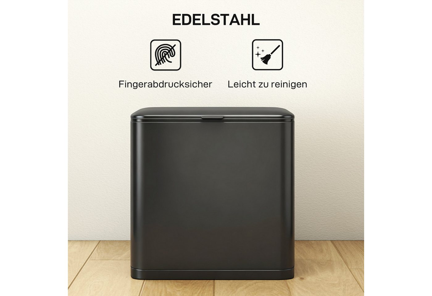 HOMCOM Mülltrennsystem Mülleimer hängend mit abnehmbarem Inneneimer, Abfallsammler, Edelstahl, Schwarz, 29,7 x 17,4 x 30 cm – Bild 5 von 5