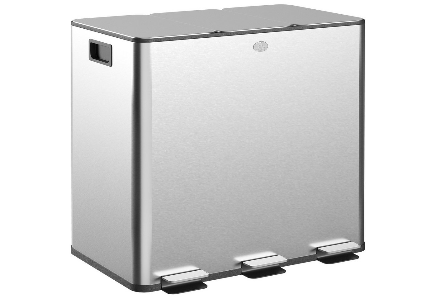 HOMCOM Mülltrennsystem Mülleimer Treteimer 3 Fächer inkl. Inneneimer, 61,9x36,6x43,2cm, Deodorant-Deckel, Edelstahl, Silber – Bild 2 von 5