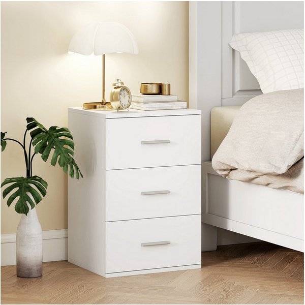 HOMCOM Nachttisch Beistelltisch mit 3 Schubladen, Sofatisch, Schubladenschrank (Nachtschrank, 1-St., Nachtkästchen), für Schlafzimmer, Wohnzimmer, 40 x 35 x 60 