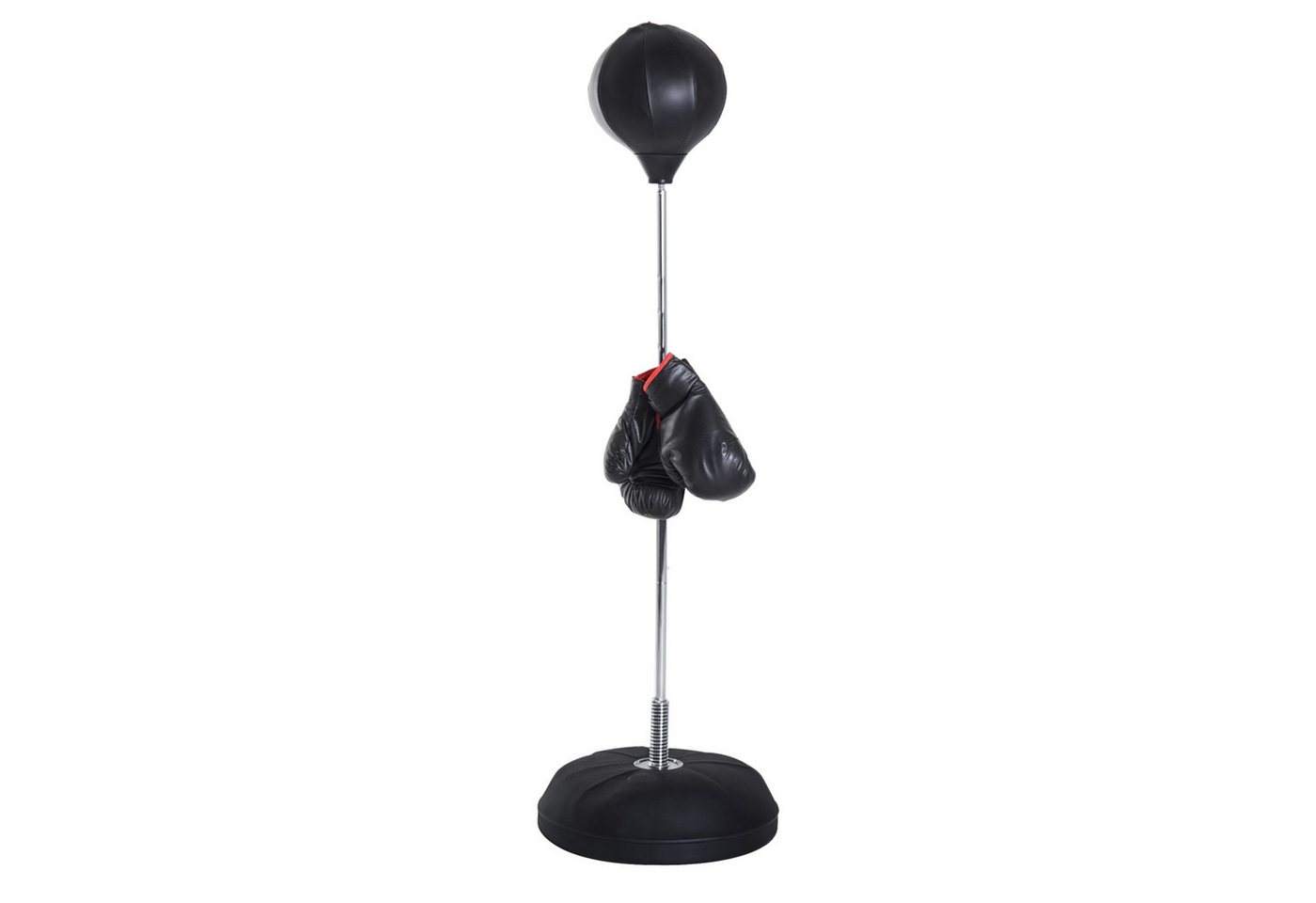 HOMCOM Punchingball 126-144cm mit Ständer Boxbirne Boxhandschuhen Pumpe Speedball (Boxständer, 1-tlg., Boxsack), höhenverstellbar, Schwarz – Bild 2 von 5