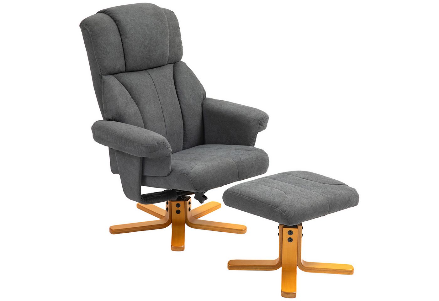 HOMCOM Relaxsessel Relaxsessel, Liegesessel mit Hocker, bis 150 kg, Dunkelgrau (Liegesessel mit Hocker, 2-St., Fernsehsessel), für Wohnzimmer, Schlafzimmer, 79  – Bild 2 von 5