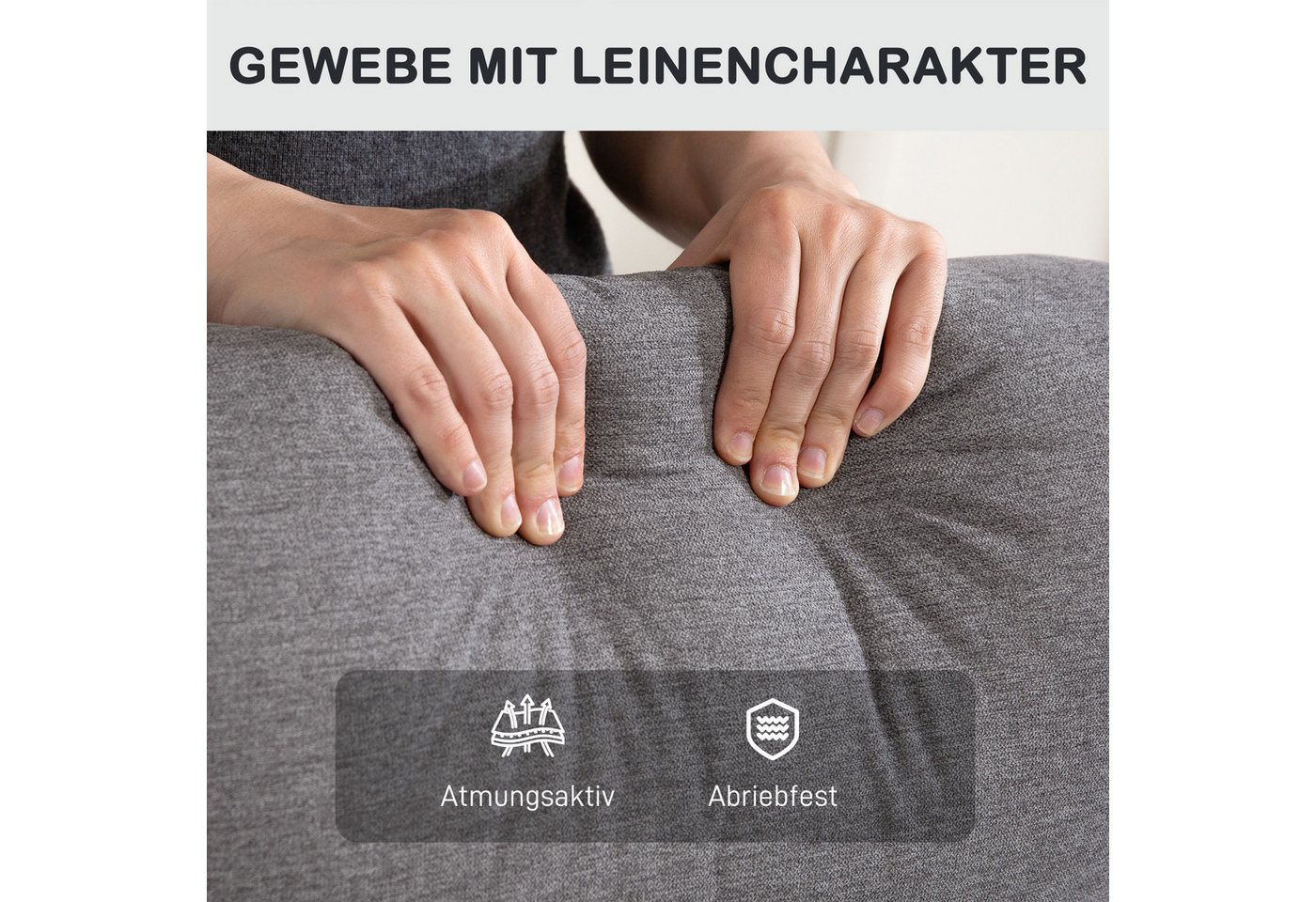HOMCOM Relaxsessel Fernsehsessel, TV-Sessel mit Fußteil, Leinenoptik, bis 150 kg (moderner Polstersessel, 1-St., Verstellbarer Relaxsessel mit Fußstütze), für W – Bild 5 von 5