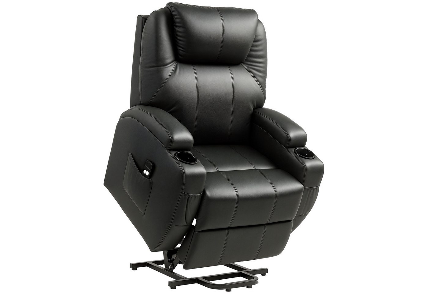 HOMCOM Relaxsessel Fernsehsessel (Fernsehsessel mit Aufstehhilfe, 1-St., Sessel), Aufstehsessel mit Aufstehhilfe Kunstleder Schwarz – Bild 2 von 5