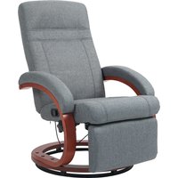 HOMCOM Relaxsessel Fernsehsessel mit Liegefunktion, Armlehne aus Holz, Drehbarer Ruhesessel TV-Sessel mit Verstellbarer Rückenlehne, Liegesessel, Stoff, Grau Ao