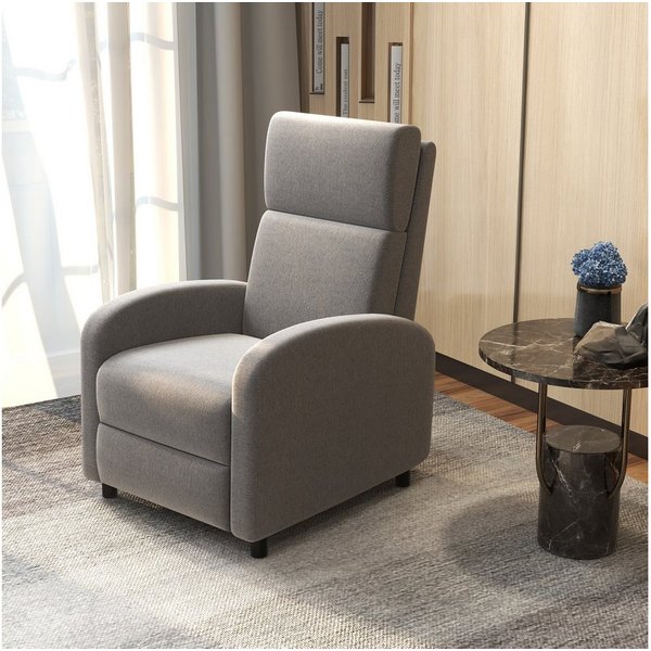 HOMCOM Relaxsessel Fernsehsessel, gepolstert, Sessel mit verstellbarer Rückenlehne (TV-Sessel, 1-St., Liegesessel), bis 120 kg Belastbar, für Wohnzimmer, Grau