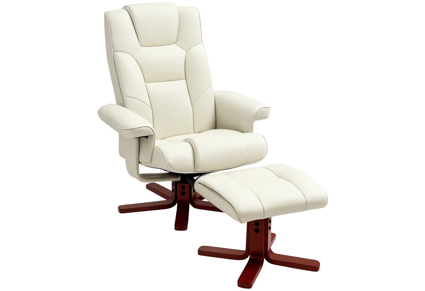 HOMCOM Relaxsessel Hocker, Fernsehsessel mit Liegefunktion, Wippfunktion (Gepolstert Liegesessel, 2-St., TV-Sessel), bis 150 kg, für Wohnzimmer, Kunstleder, Cre – Bild 2 von 5