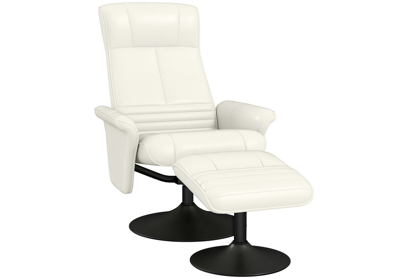 HOMCOM Relaxsessel Hocker, 360°drehbarer, mit Liegefunktion, Gepolstert (Fernsehsessel, 2-St., TV-Sessel), für Wohnzimmer, Schlafzimmer, Mikrofasertuch, Cremewe – Bild 2 von 5