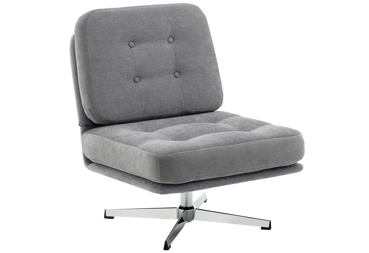 HOMCOM Relaxsessel Loungesessel Chenille-Optik, Schneidersitz, gepolstert Lesesessel (Moderner Polsterstuhl, 1-St., Sessel), 360° drehbar, extra breiter Sitz – Bild 2 von 5