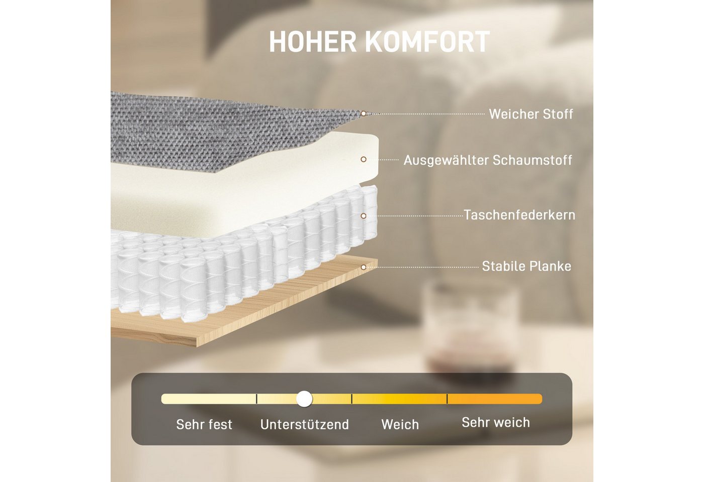HOMCOM Relaxsessel Loungesessel Chenille-Optik, Schneidersitz, gepolstert Lesesessel (Moderner Polsterstuhl, 1-St., Sessel), 360° drehbar, extra breiter Sitz – Bild 5 von 5