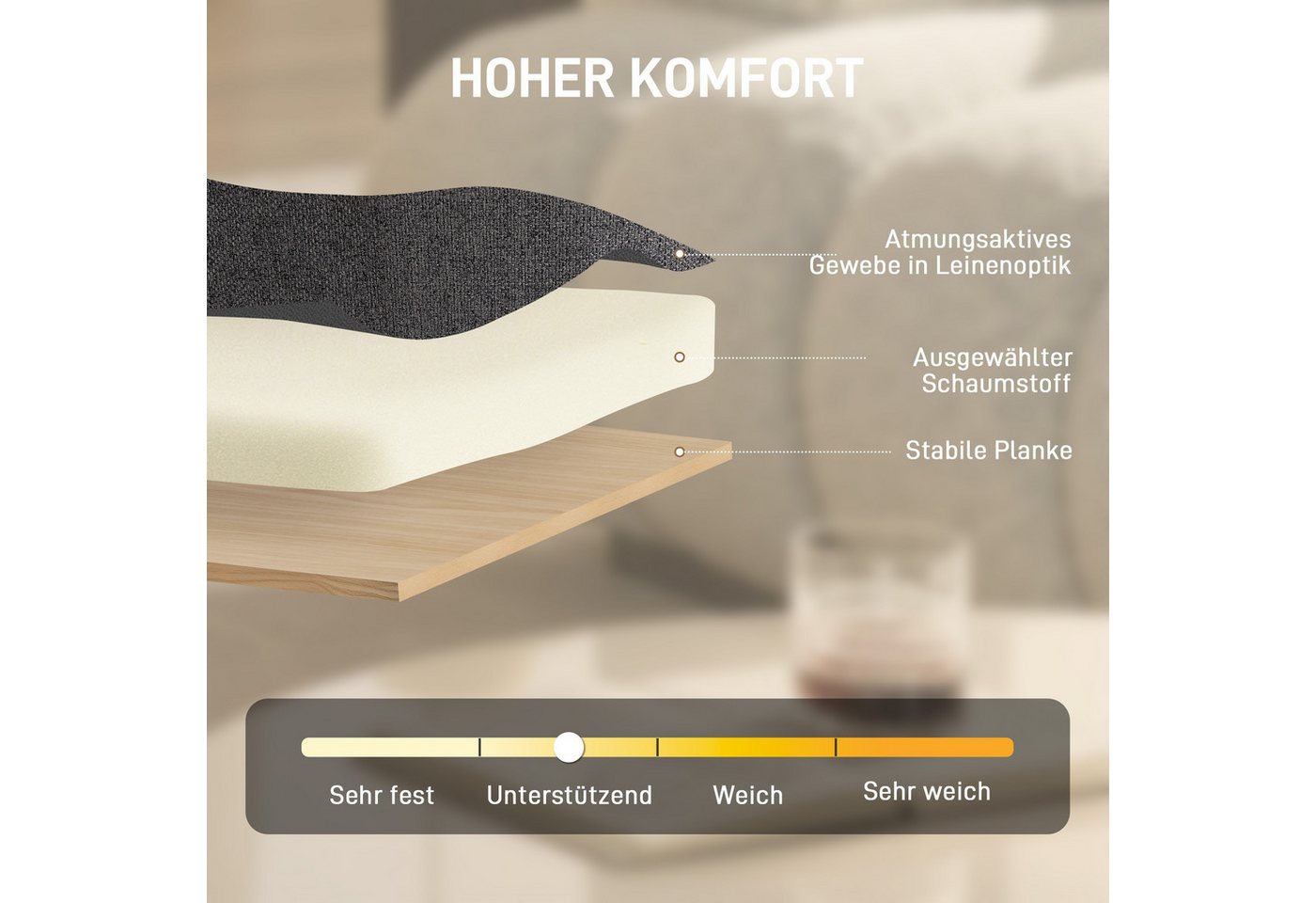 HOMCOM Relaxsessel Loungesessel, Lesesessel mit Schneidersitz, Leinenoptik, Dunkelgrau (Drehsessel, 1-St., Gepolsterter Polsterstuhl), Breiter Sitz, höhenverste – Bild 5 von 5