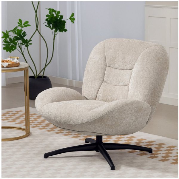 HOMCOM Relaxsessel Loungesessel mit breiter Sitzfläche, Chenille-Optik (Set, 1-St., 1), 360° Drehfunktion