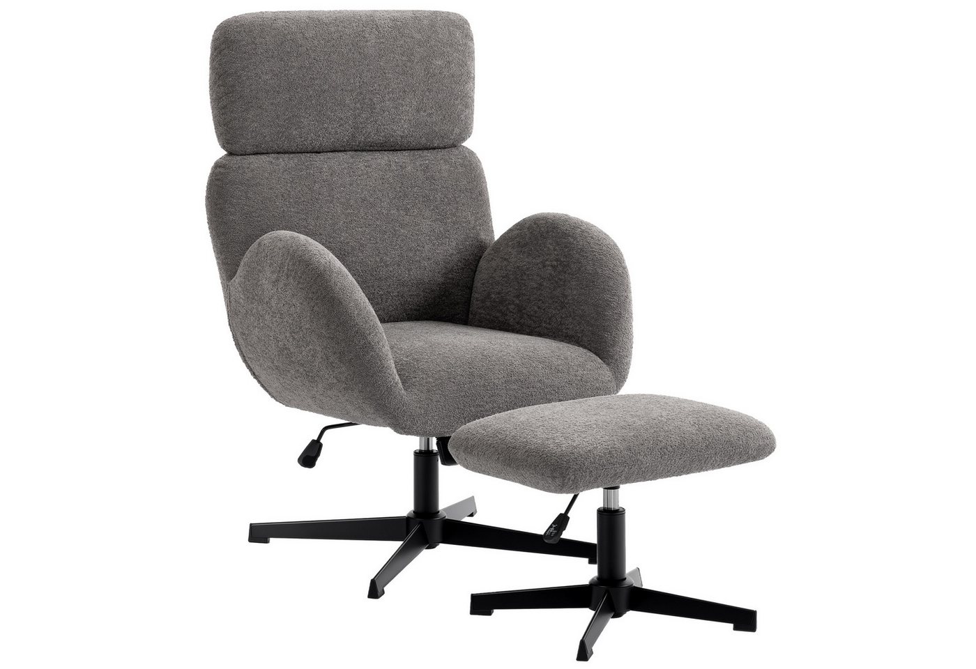 HOMCOM Relaxsessel Relaxsessel Loungesessel mit Samtoptik, verstellbarer Kopfstütze (Set, 2-St., bestehend aus Sessel und Hocker), 360° drehbar, höhenverstellba – Bild 2 von 5