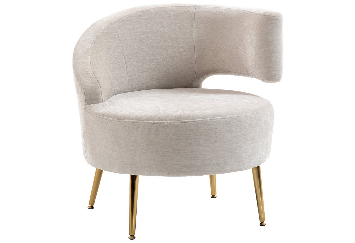 HOMCOM Relaxsessel Loungesessel Sessel mit Chenille-Optik, Goldenen Stahlbeinen (Set, 1-St., 1), Sitz extra dick, schräge Rückenlehne – Bild 2 von 5