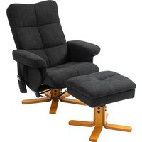 HOMCOM Relaxsessel mit Fußhocker, Stauraum, Elektrischer Massagesessel mit Liegefunktion, Drehbarer Fernsehsessel mit Seitentasche, Fernbedienung, Holzrahmen, P