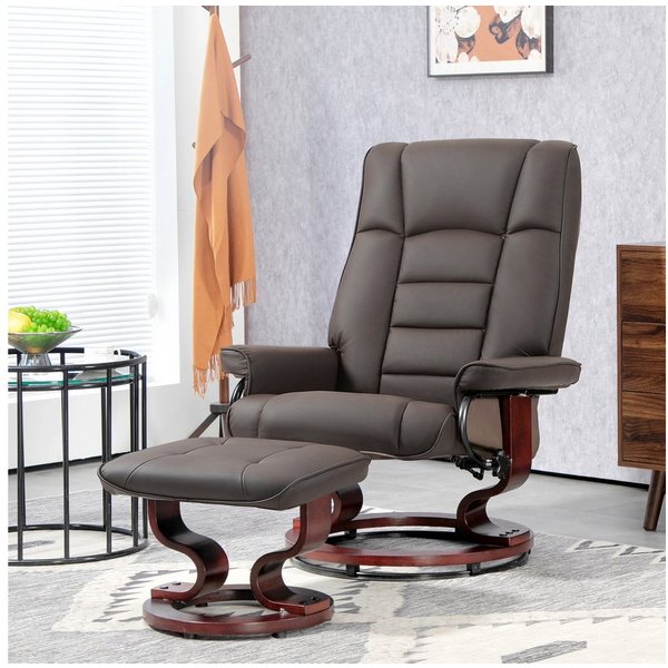 HOMCOM Relaxsessel Relaxsessel mit Hocker, 360°drehbarer Wohnzimmersessel (Set, 2-St., bestehend aus Sessel und Hocker), Rückenlehne verstellbar bis 130°, 360° 