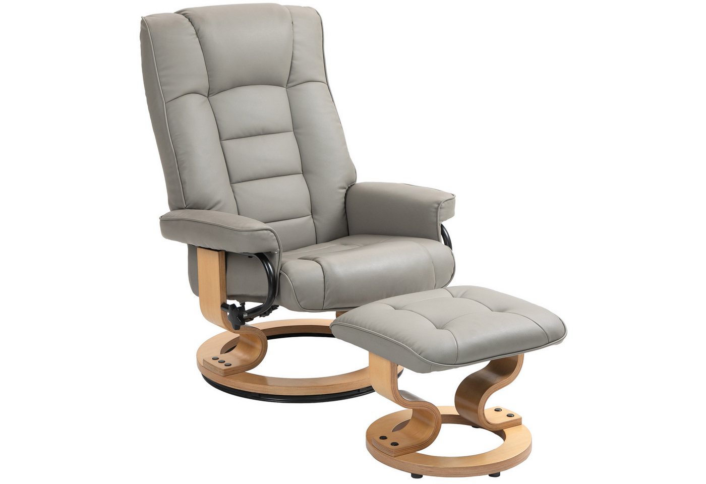 HOMCOM Relaxsessel Relaxsessel mit Hocker, 360°drehbarer Wohnzimmersessel (Set, 2-St., bestehend aus Sessel und Hocker), Rückenlehne verstellbar bis 130°, 360°  – Bild 2 von 5
