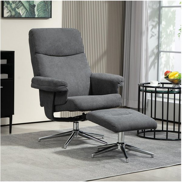 HOMCOM Relaxsessel Relaxsessel mit Hocker, Polstersessel mit Samtoptik (TV-Sessel, 2-St., Liegesessel), bis150 kg belastbar, für Wohnzimmer, Schlafzimmer, Dunke
